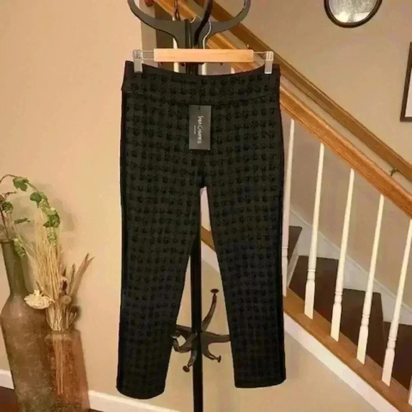 SARA CAMPBELL WOMEN FLOCKED HOUNDSTOOTH STRETCH PANTS. SIZE XS - Picture 1 of 14
